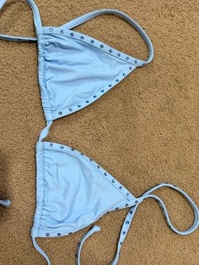 SKIMS Light Blue Studded Triangle Bikini Top